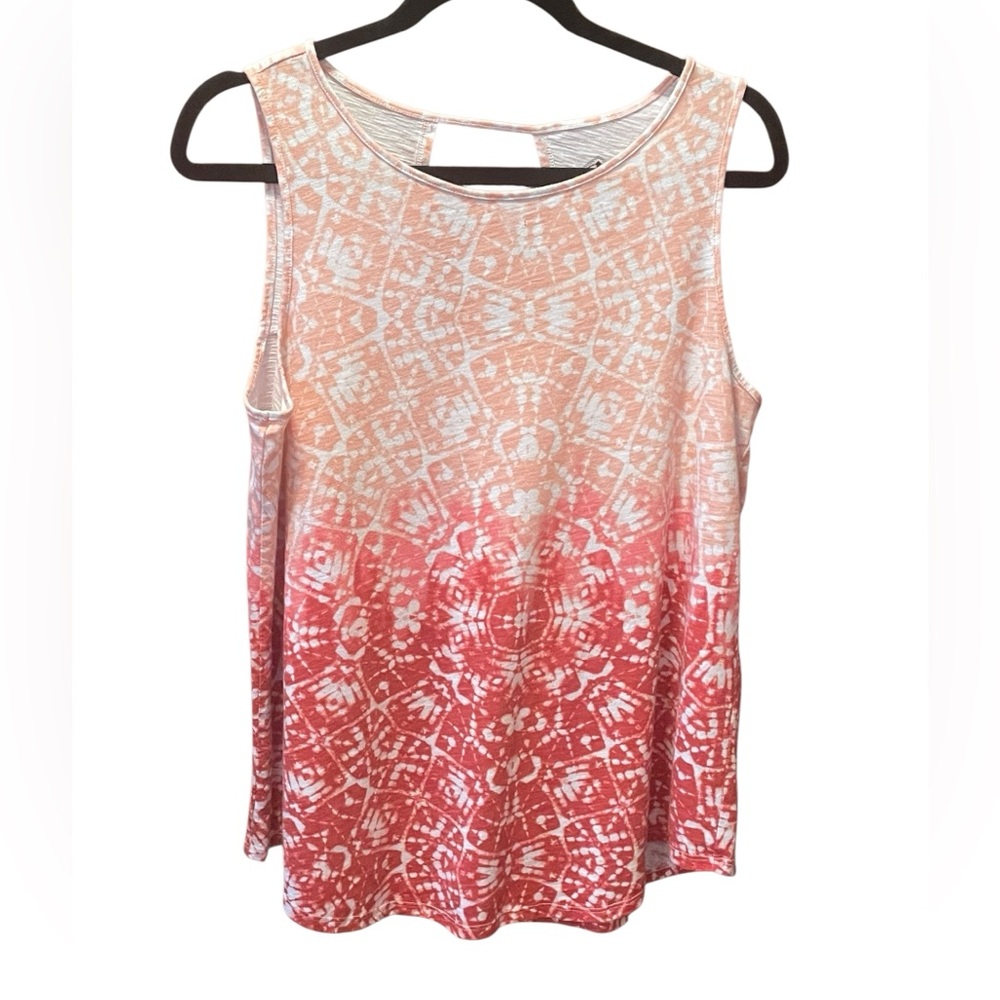 St. John's Bay Red and White Patterned Tank Top
